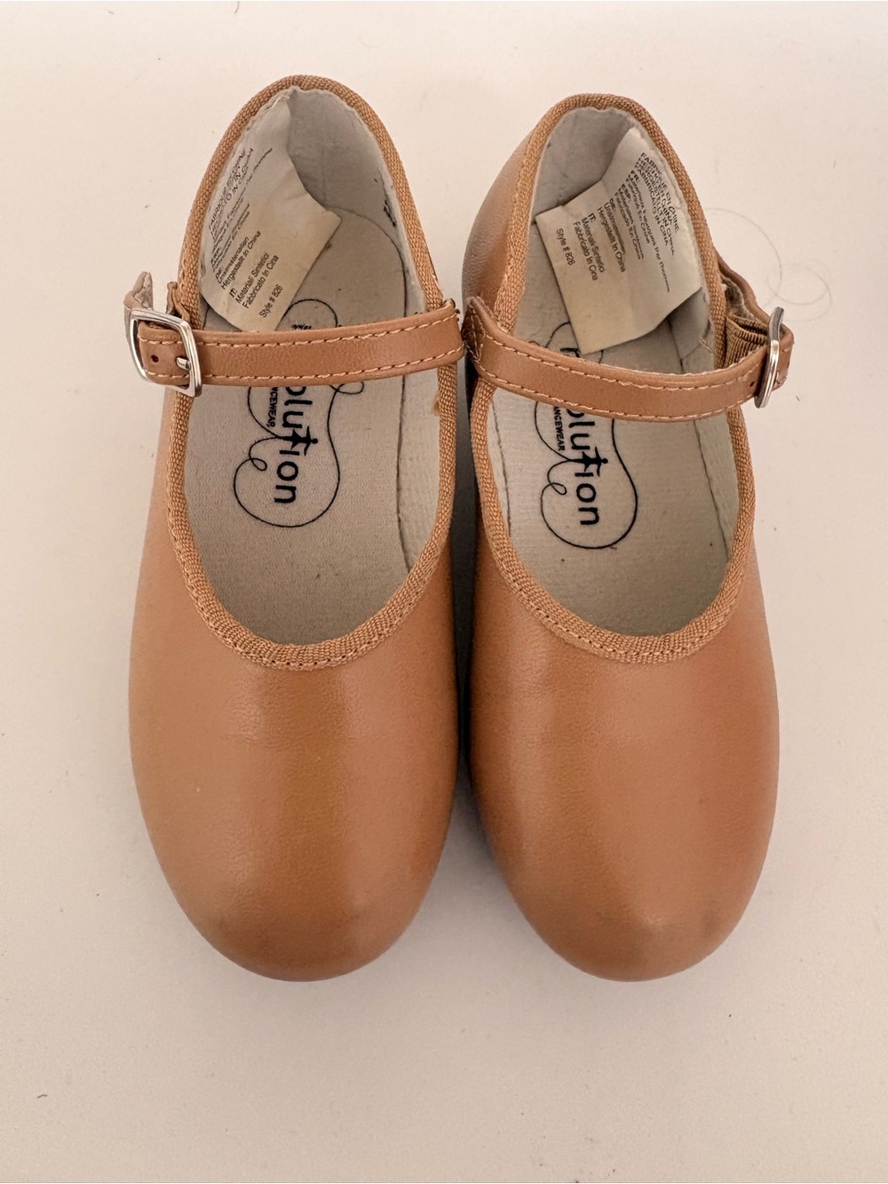 Children's Tan Tap Dancing Shoes Size 12 (Run Small) - Picture 1 of 5